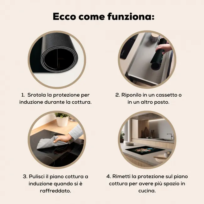 Roze - Bloemen - Vaas - Kleuren Inductie beschermer vinyl 3mm middel -zzzsfeer9_ITA