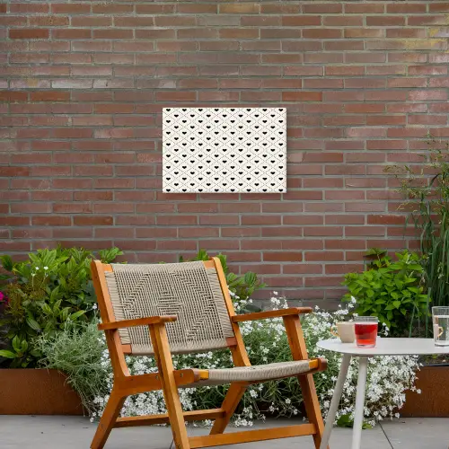 Hart - Vierhoek - Wit - Zwart Tuinposter op houten frame 2 cm dik klein 845 -sfeer3