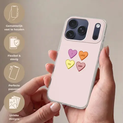 Hartjes - Pastel - Liefde - Moeder Telefoonhoesje iPhone 17 Pro klein -sfeer3_NL