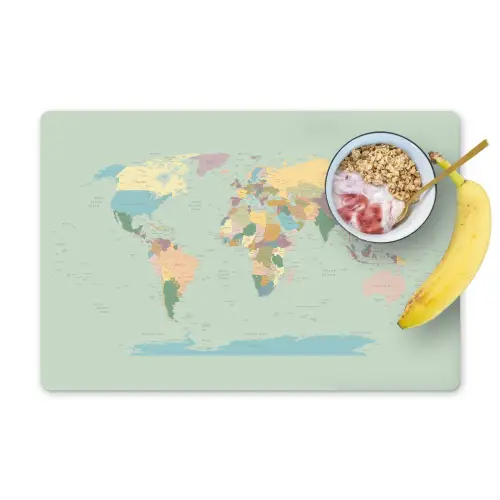 Wereldkaart - Realistisch - Kaart Placemat vinyl groot -zzzproduct_Kitchenyeah-website