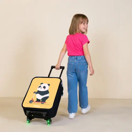 Panda - Step - Geel Kinderkoffer - Zwart klein -sfeer1
