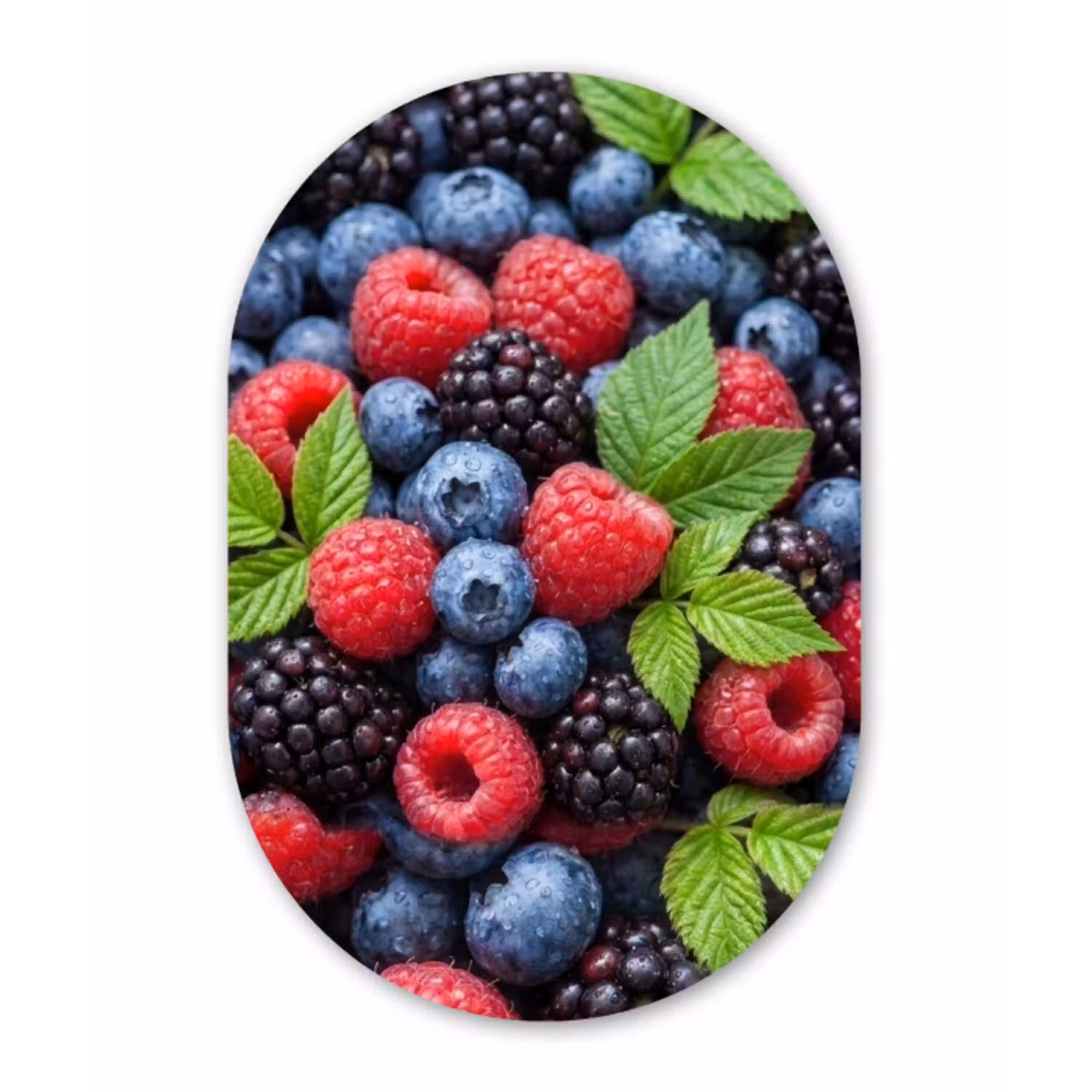 Bessen - Vers - Waterdruppels - Kleurrijk - Eten Wandcirkel Ovaal Aluminium middel -3d