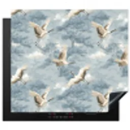 Wolken - Kraanvogels - Blauw Inductie beschermer vinyl 3mm middel 274 -3d