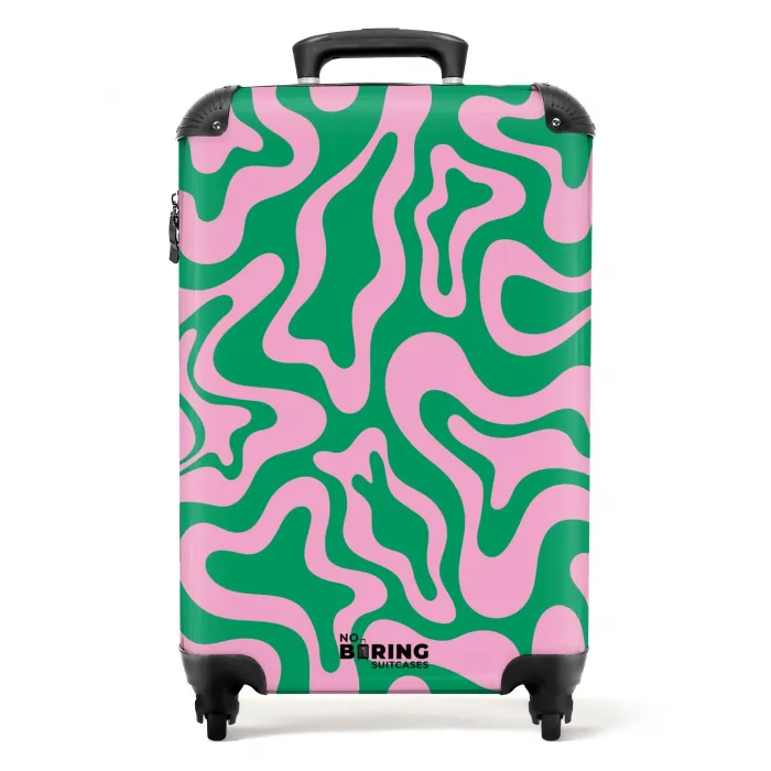 Abstract - Organisch Roze/Groen NBS - Handbagage koffer - Kinderen Unisex middel -productfoto_recht