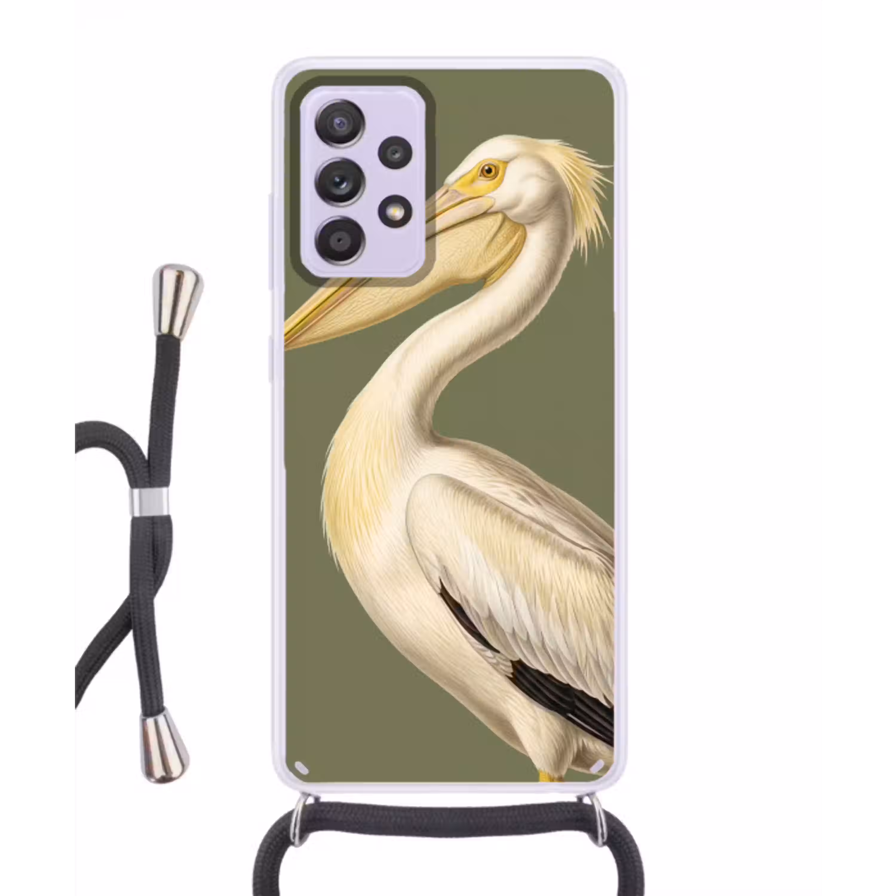Pelikaan - Wit - Vogel - Klassiek - Natuur Hoesje Samsung Galaxy A52 5G met koord klein -3d