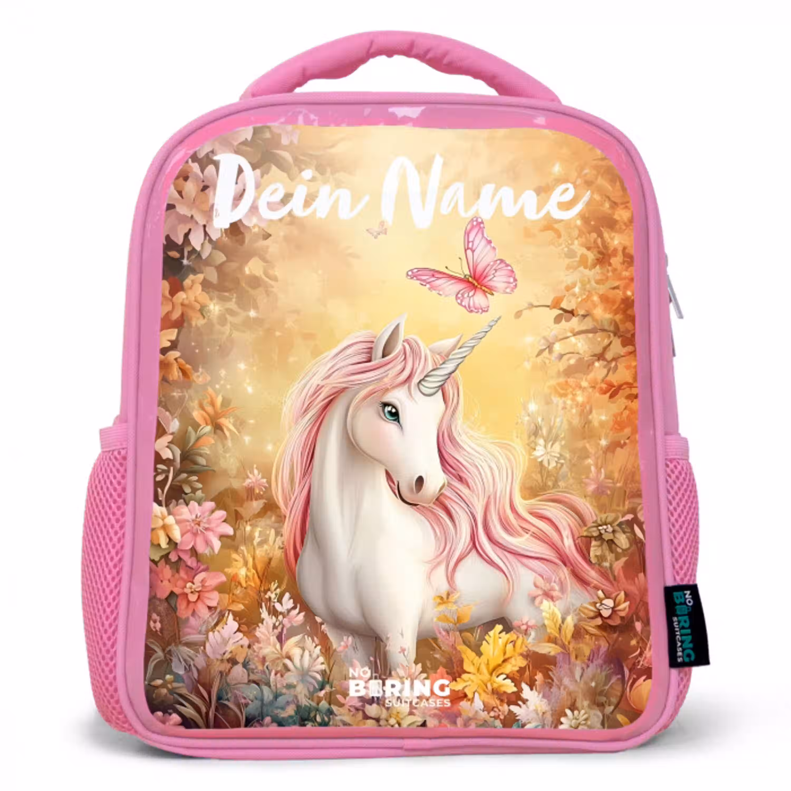 Eenhoorn - Vlinder - Roze - Manen Kinderrugzak - Roze middel -3d