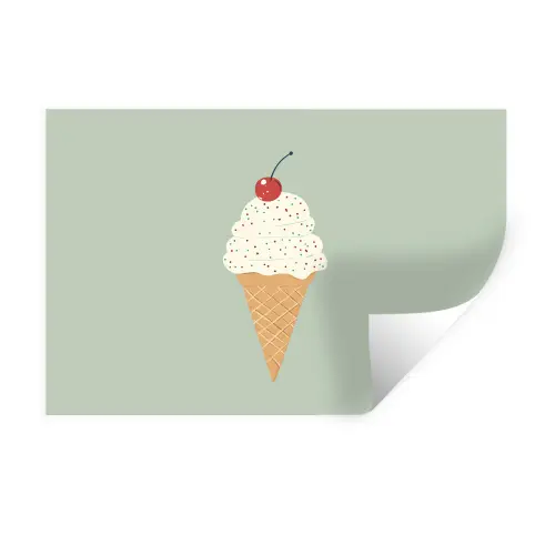 Illustratie - Ijsje - Spikkels - Kers Muursticker klein -3d