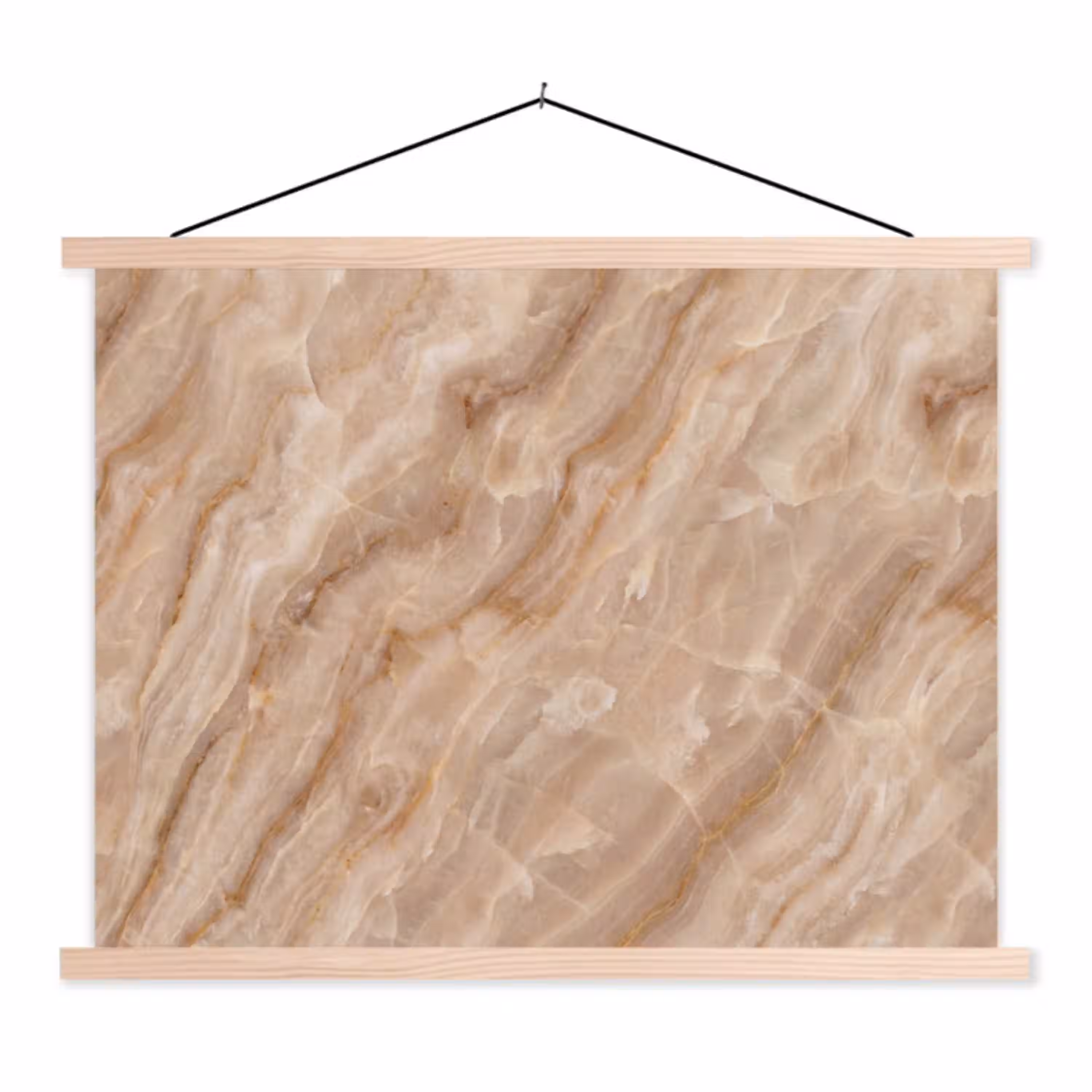 Steen - Ader - Natuur - Modern - Beige textielposter latten blank klein -3d