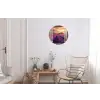 Doorkijk - Lavendel - Landschap - Bloemen - Paars Wandcirkel aluminium klein -woonkamer