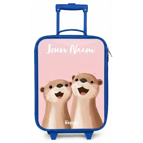 Glimlach - Otters - Roze - Illustratie Kinderkoffer - Blauw klein -zz3dotto