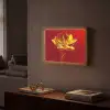 Bloem - Goud - Glazen Light Box met batterij (Wandlamp) middel -sfeer1