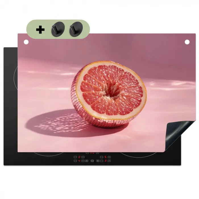 Grapefruit - Roze - Disco - Shiny Inductie beschemer met haakjes klein -3d