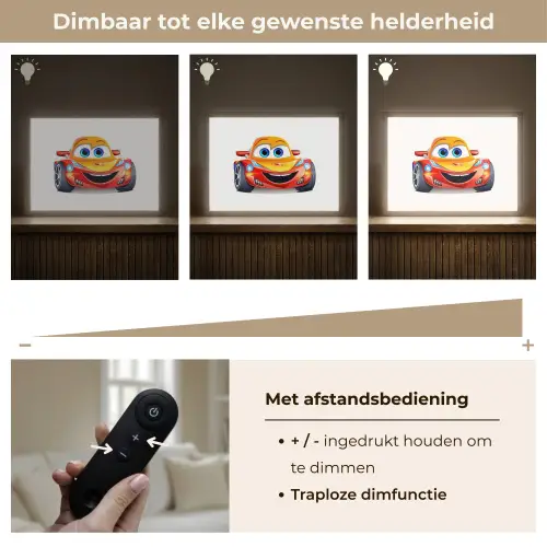 Raceauto - Oranje - Jongens - Kinderen - Auto Light Box met batterij (Wandlamp kind) middel -USP_dimbaarNL