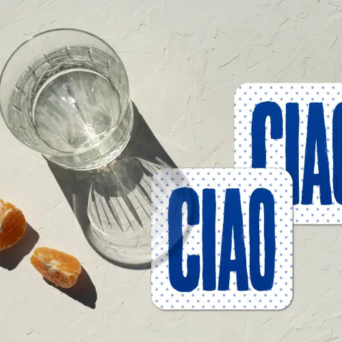 Ciao - Blauw - Stippen onderzetter kurk middel -sfeer4