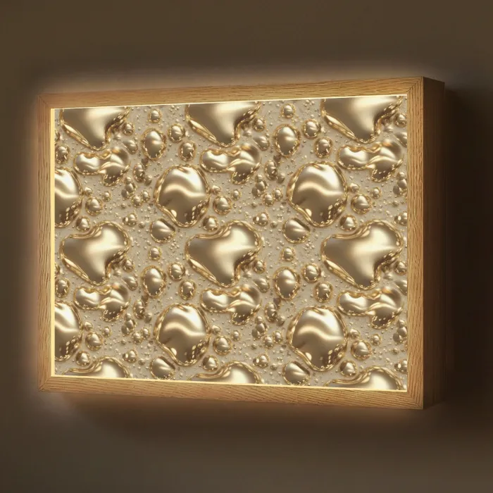 Druppels - Organisch - Goud Light Box met batterij (Wandlamp) middel 907 -z3d_website