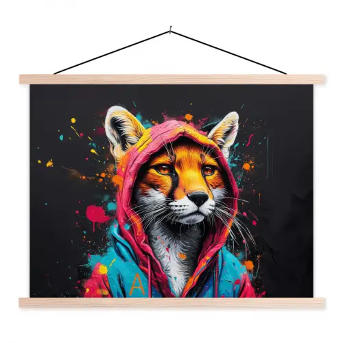 Graffiti - Vos - Jas - Pop art textielposter latten blank klein -3d