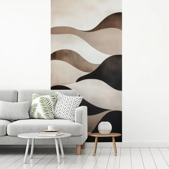 Golven - Abstract - Beige fotobehang vinyl groot -woonkamer