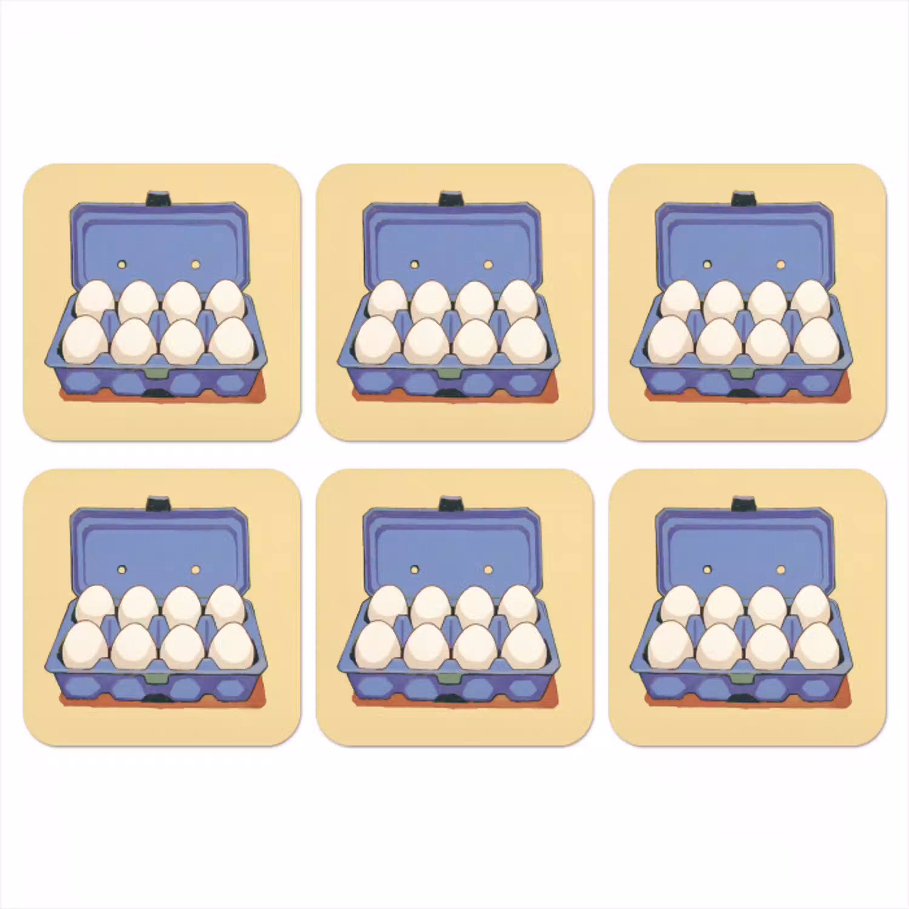 Eieren - Doos - Minimalistisch - Blauw onderzetter kurk middel -3d