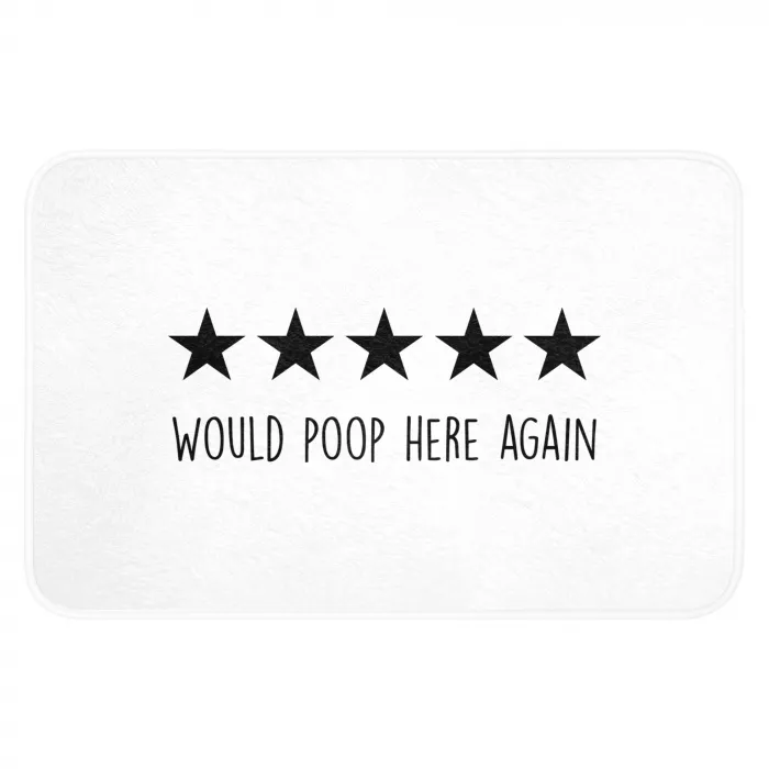 Spreuken - Would poop here again - Zwart - Quote WCmat klein -3d