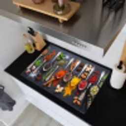 Kruiden - Lepels - Culinair - Kleurrijk - Sfeervol Inductie beschemer met haakjes klein -sfeer1