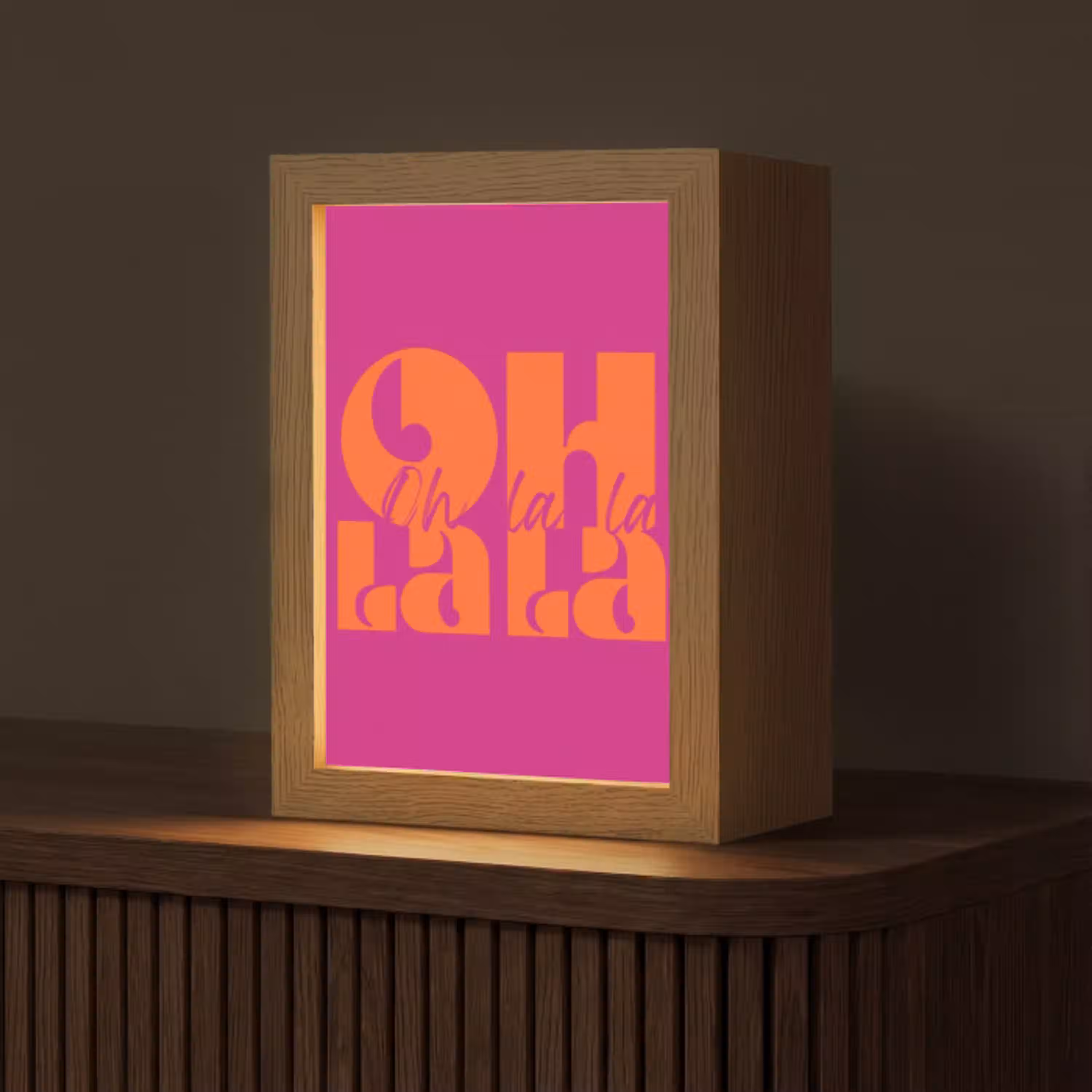 Oh la la - Roze - Oranje - Gestapelde letters Light Box met kabel (Tafellamp) klein -z3d_website