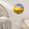 Bloemen - Zonnebloem - Zonsondergang - Nacht - Oranje Wandcirkel kunststof plaat 5mm dik klein -sfeer5