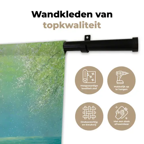 Bootje - Water - Bladeren - Bloesems Wandkleed katoen klein -sfeer2