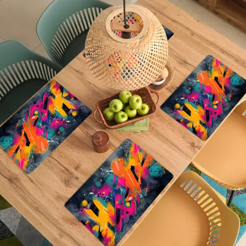 Abstract - Graffiti - Kleurrijk - Verfspatten Placemat vinyl groot -zzsfeer5_Kitchenyeah-website