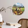 Ezels - Bloemen - Zomers Wandcirkel kunststof plaat 5mm dik klein -sfeer4