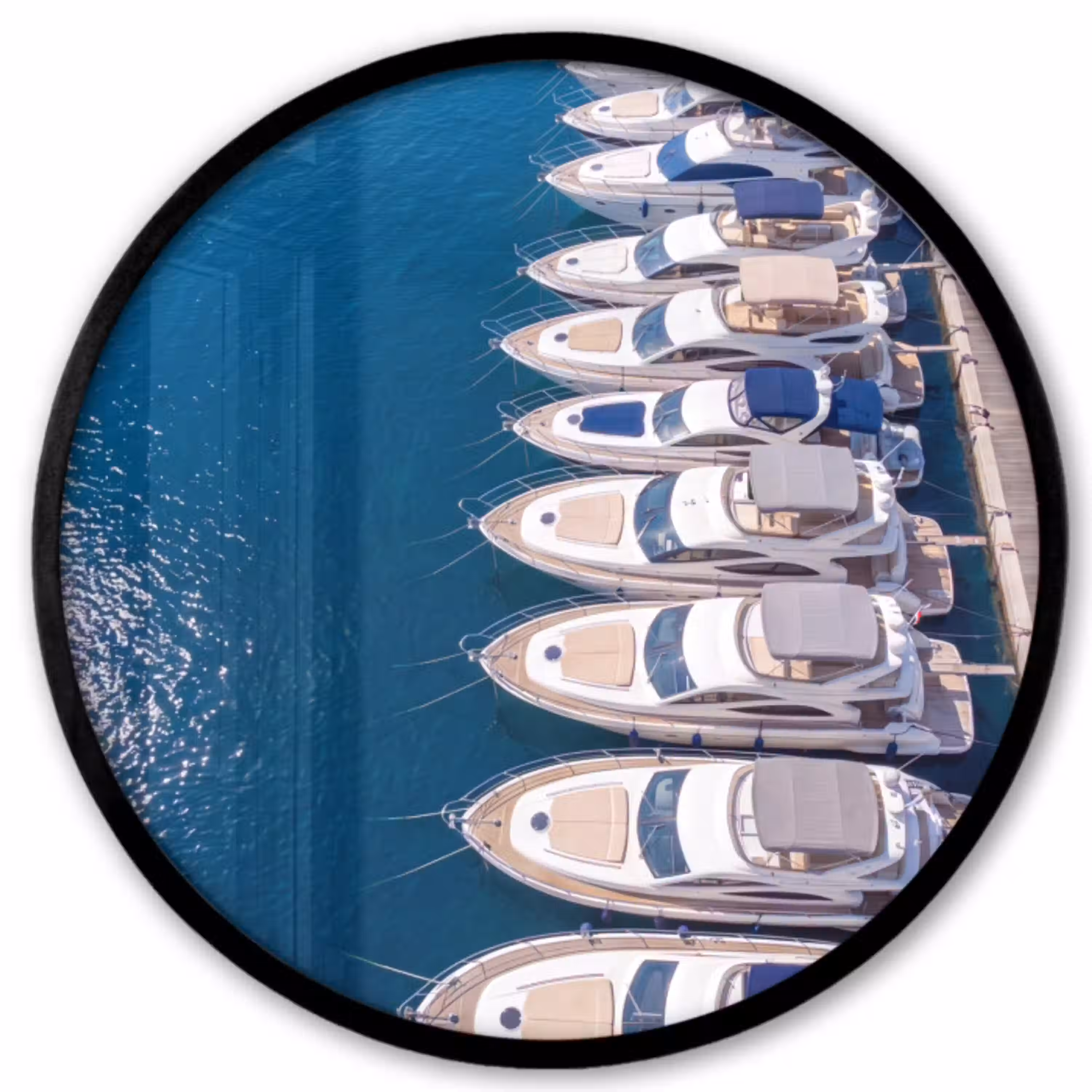 Boot - Jachthaven - Water - Zomer - Blauw Fotolijst rond zonder passe partout klein -3d