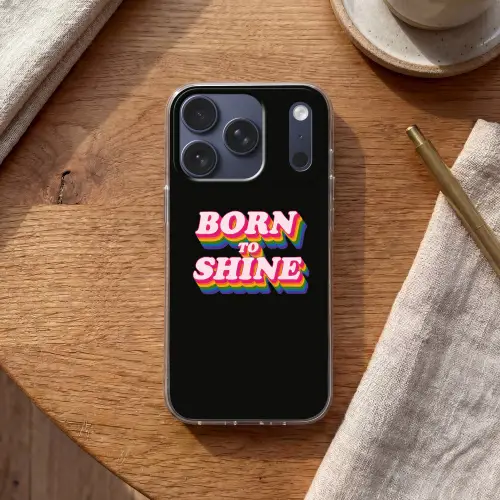 Quote - Regenboog - Roze - Zwart Telefoonhoesje iPhone 17 Pro klein -sfeer1