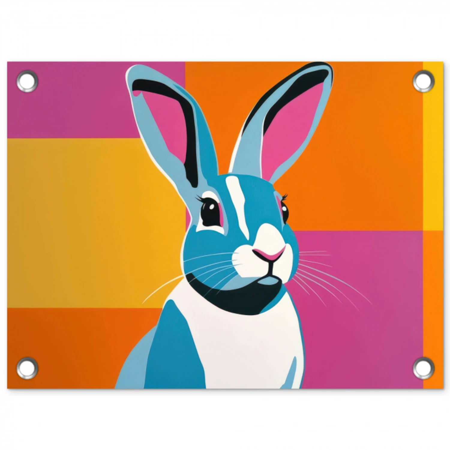 Haas - Kleurvakken - Oren - Roze tuinposter los doek klein -3d