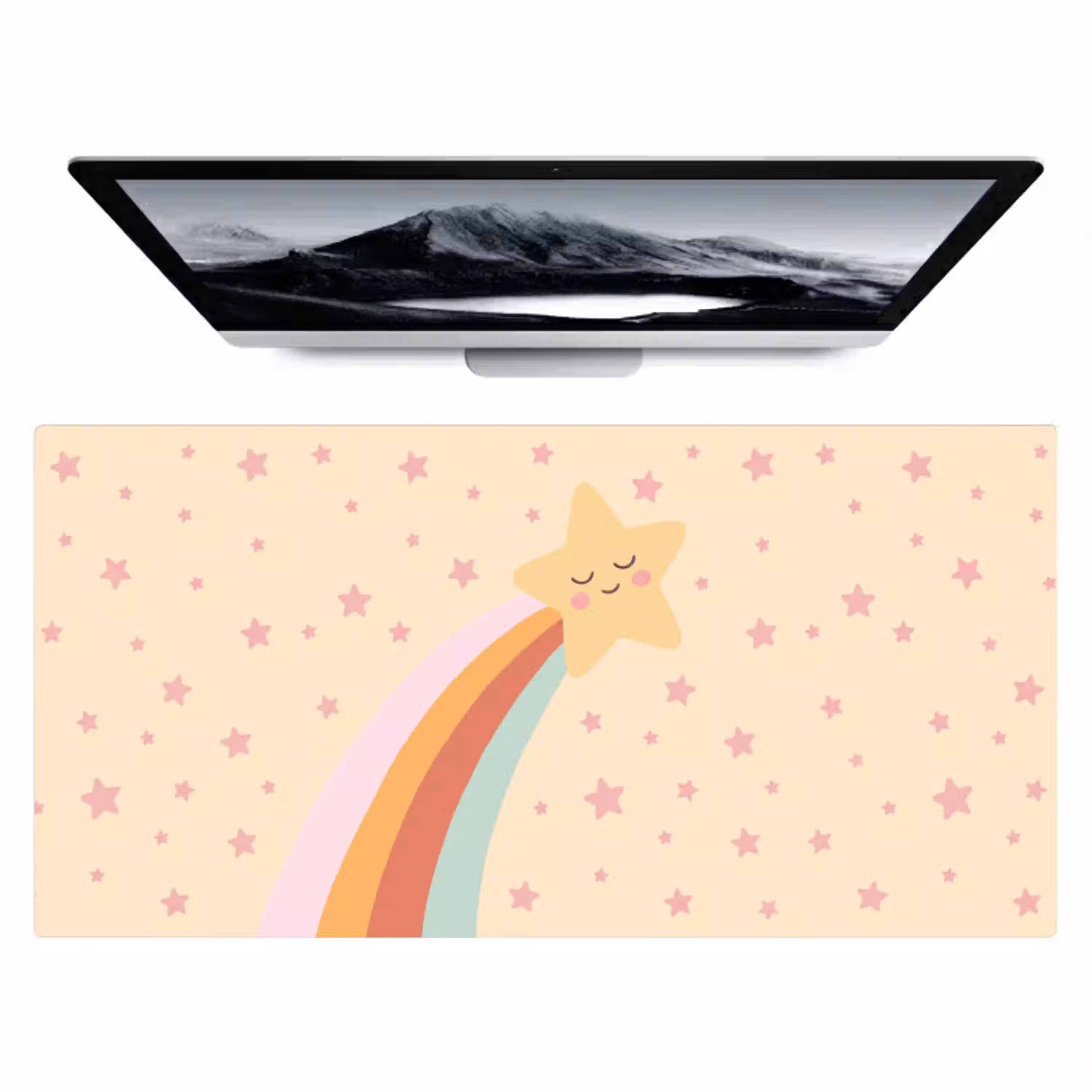 Ster - Regenboog - Nacht - Illustratie - Pastel Muismat XXL klein -zzz3d