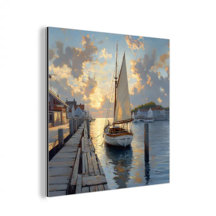 Zeilboot - Zon - Pier - Hout aluminium wit klein -3d