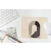 Grafisch gebogen motief - Beige muismat rubber klein -witbureau