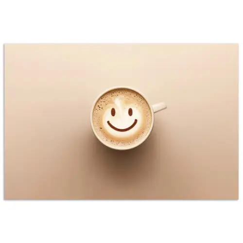 Koffie - Melkschuim - Lach - Beige poster papier klein -3d