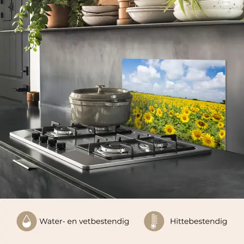 Zonnebloemen - Bloemen - Wolken - Natuur - Geel - Landschap keuken achterwand spatscherm klein -usp_NL