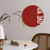 Schuin - Loveyou - Rood Wandcirkel behangsticker klein -sfeer3