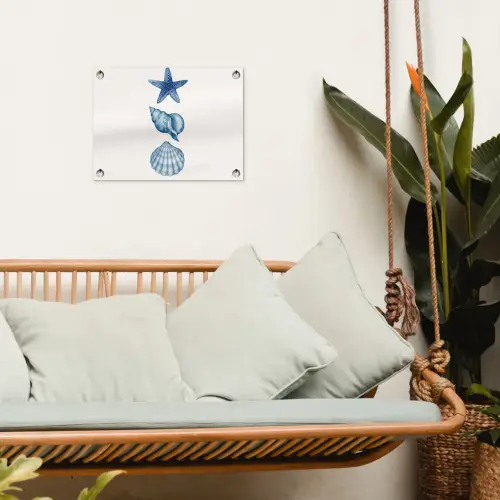 Zeester - Schelpen - Blauw tuinposter los doek klein -sfeer7