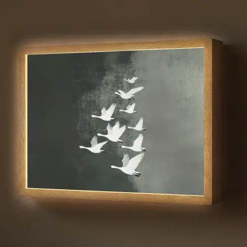 Vogel - Japandi - Groen Light Box met batterij (Wandlamp) middel -z3d_website