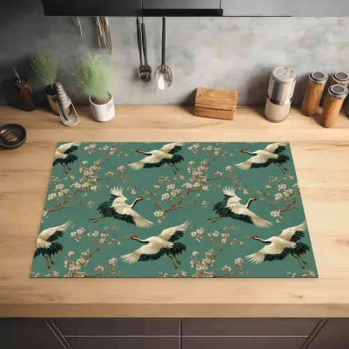 Kersenbloesem - Kraamvogels - Groen Inductie beschermer vinyl 3mm klein 276 -sfeer5