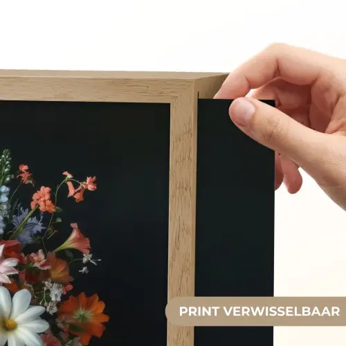 Hout - Vaas - Kleuren - Bloemen Light Box met batterij (Wandlamp) middel -USP_websiteprintNL