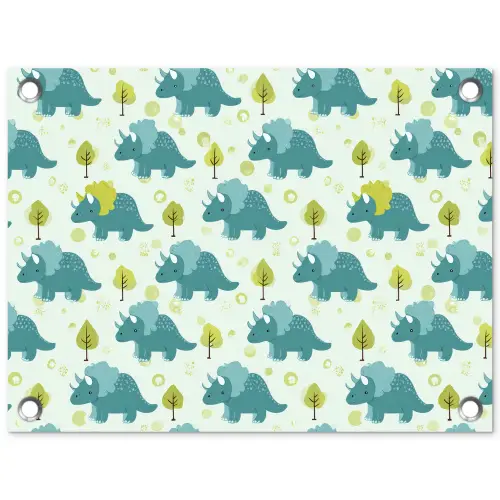 Triceratop - Blauw - Stippen - Boompjes tuinposter los doek klein -3d