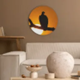 Gier - Tak - Zon - Oranje Akoestische PET Vilt - Rond klein -sfeer1