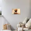 Vrouw - Krullen - Bloemen - Beige Tuinposter op houten frame 2 cm dik klein -sfeer1