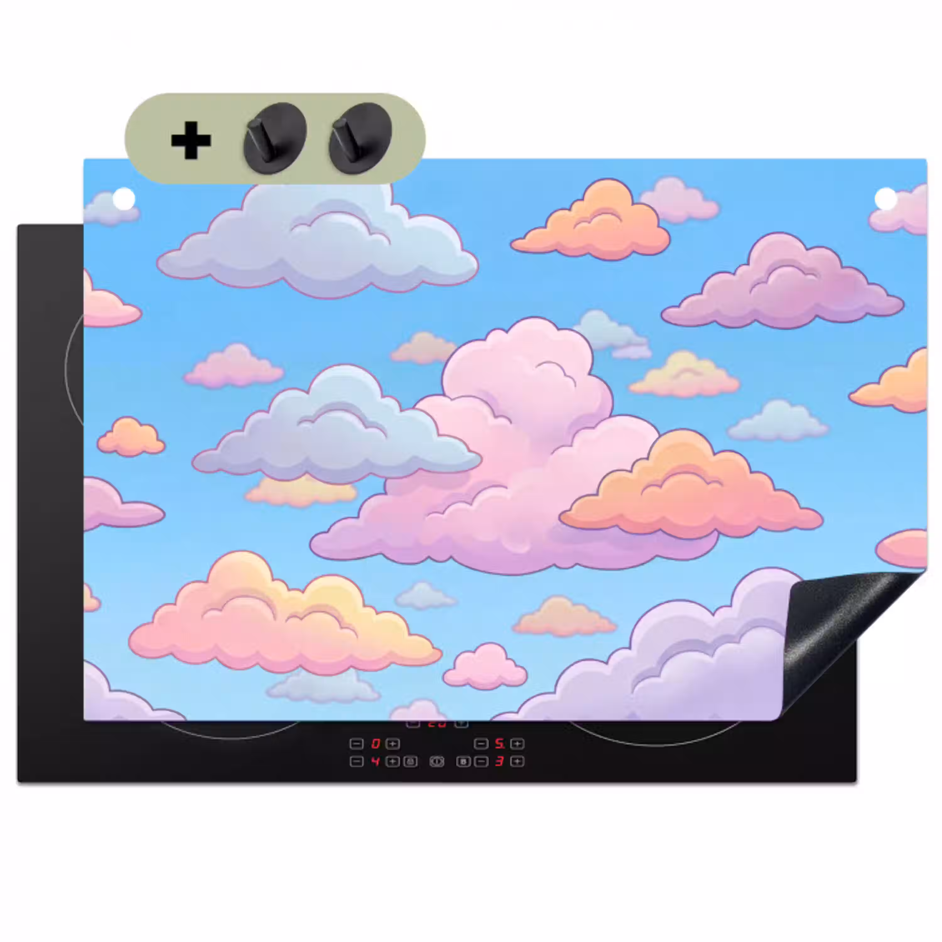 Wolk - Lucht - Natuur - Illustratie - Pastel Inductie beschemer met haakjes klein -3d