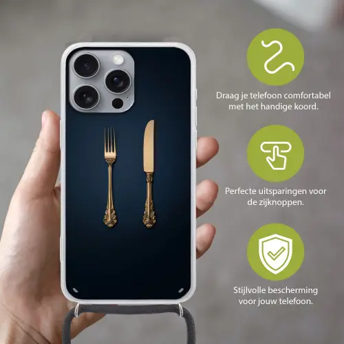 Bestek - Donkerblauw - Goud Hoesje iPhone 16 Pro Max met koord klein -sfeer2_NL