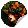 Vrouw - Rood - Groen - Druiven Wandcirkel behangsticker klein -3d