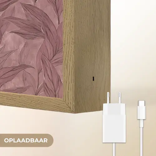 Bladeren - Patroon - Paars Light Box met batterij (Wandlamp) middel 907 -USP_websiteoplaadbaarNL