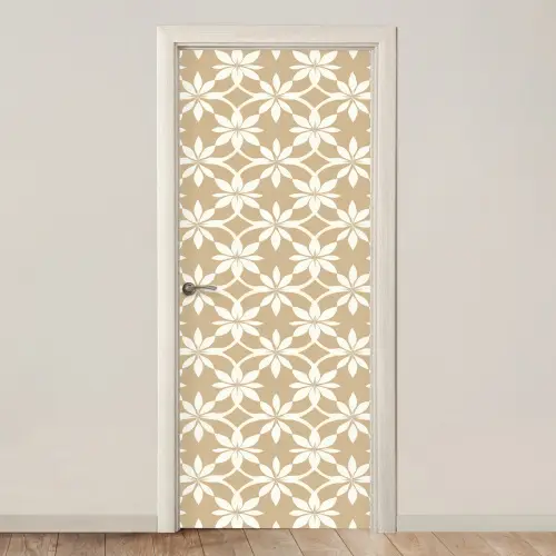 Bloemen - Patroon - Beige deurposter klein 289 -3d_beige